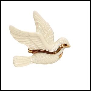 Lenox Dove Pin Brooch Porcelain Gold Trim Bird Jewelry Accessory